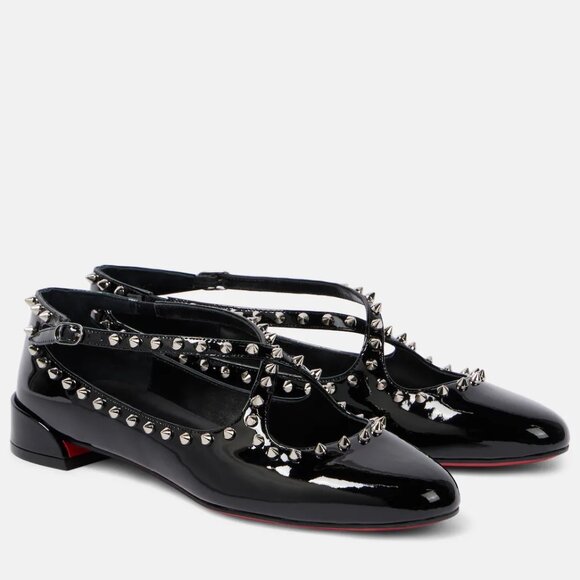 Christian Louboutin PILOUTA JANE SPIKES FLAT Criss Cross Ballerina - Picture 2 of 16